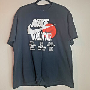 Nike Sportswear Shirt Mens XL Black World Tour Short Sleeve Glow in the Dark